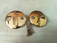 New Polished Brass Bath Overflow Faceplate Triplever - BONUS: 2nd Aged Faceplate