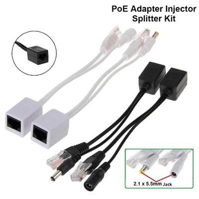 Stromversorgung über Ethernet Passive PoE Adapter Injektor + Splitter  2.1x5.5mm