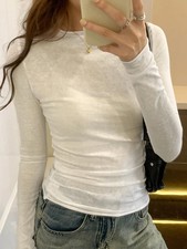 Women Long Sleeve T Shirt Slim Fit O Neck Solid Cotton Casual Streetwear Top
