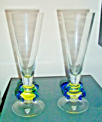 Orrefors Sweden - 2  Gläser - Champagnerglas -  Flutes  - 22 cm hoch
