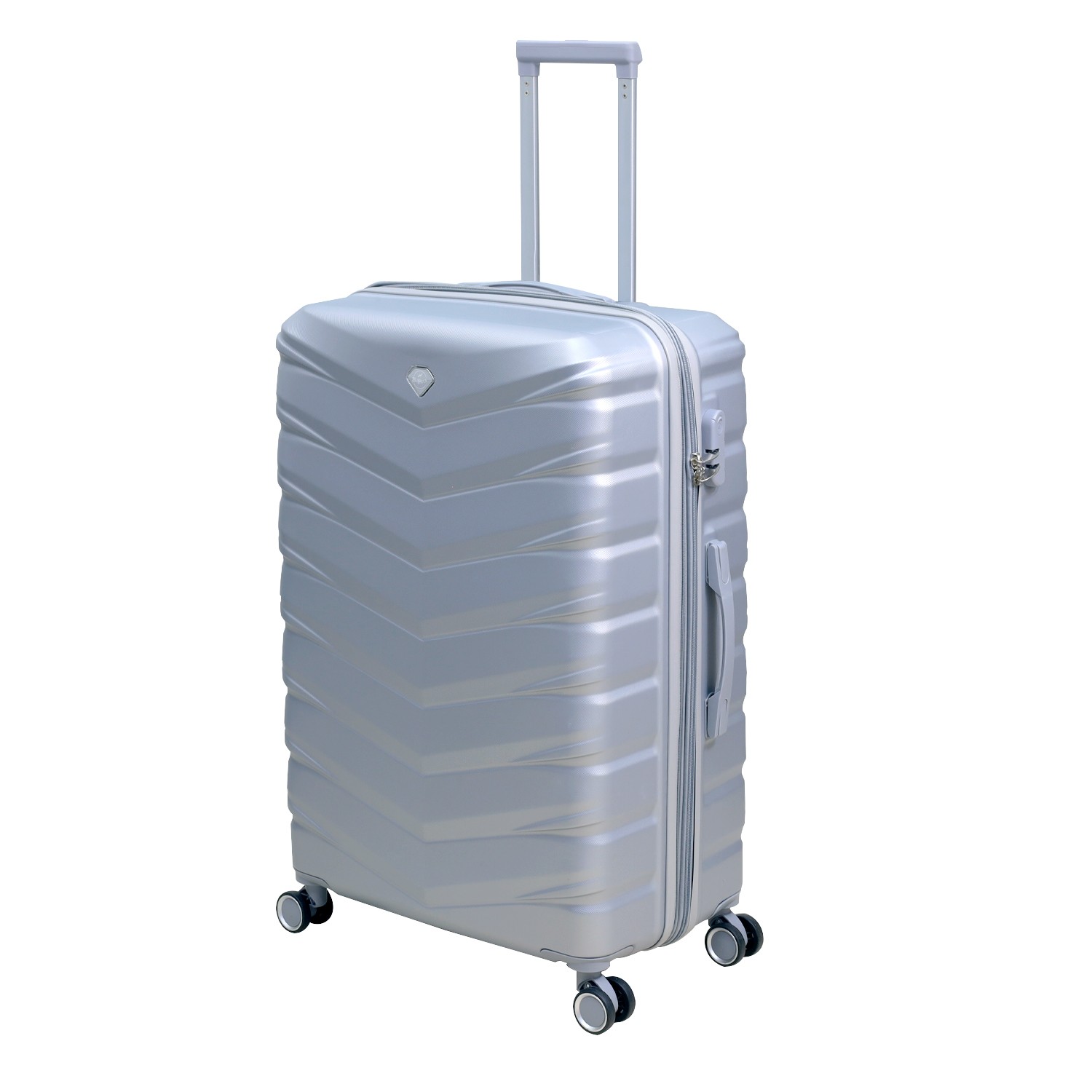 Travel Suitcase 28"" Denver Silver Expandable Luggage Trolley 8-Wheel Hard ABS