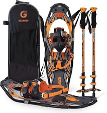 G2 25" LIGHTWEIGHT SNOWSHOES FOR MEN AND WOMEN, WITH TREKKING POLES, ORANGE