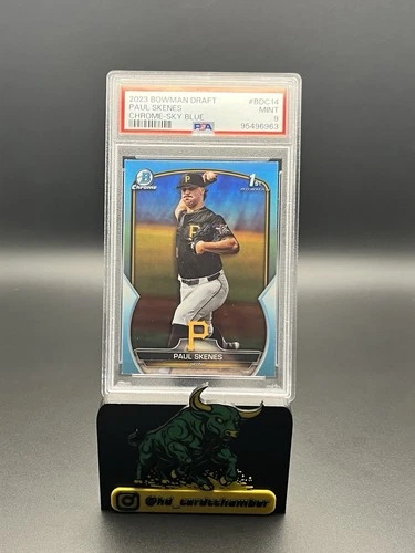 2023 Paul Skenes Bowman Draft Chrome #BDC-14 Sky Blue Refractor (RC) PSA 9