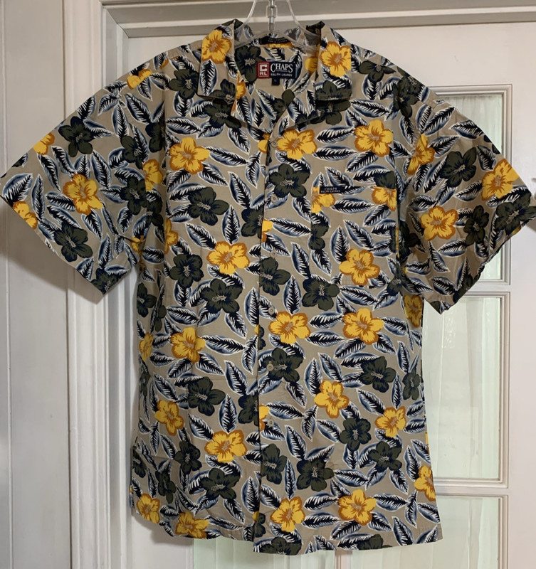 Vintage Chaps Ralph Lauren Men's Size Large Hawaiian Hibiscus Flowers Shirt