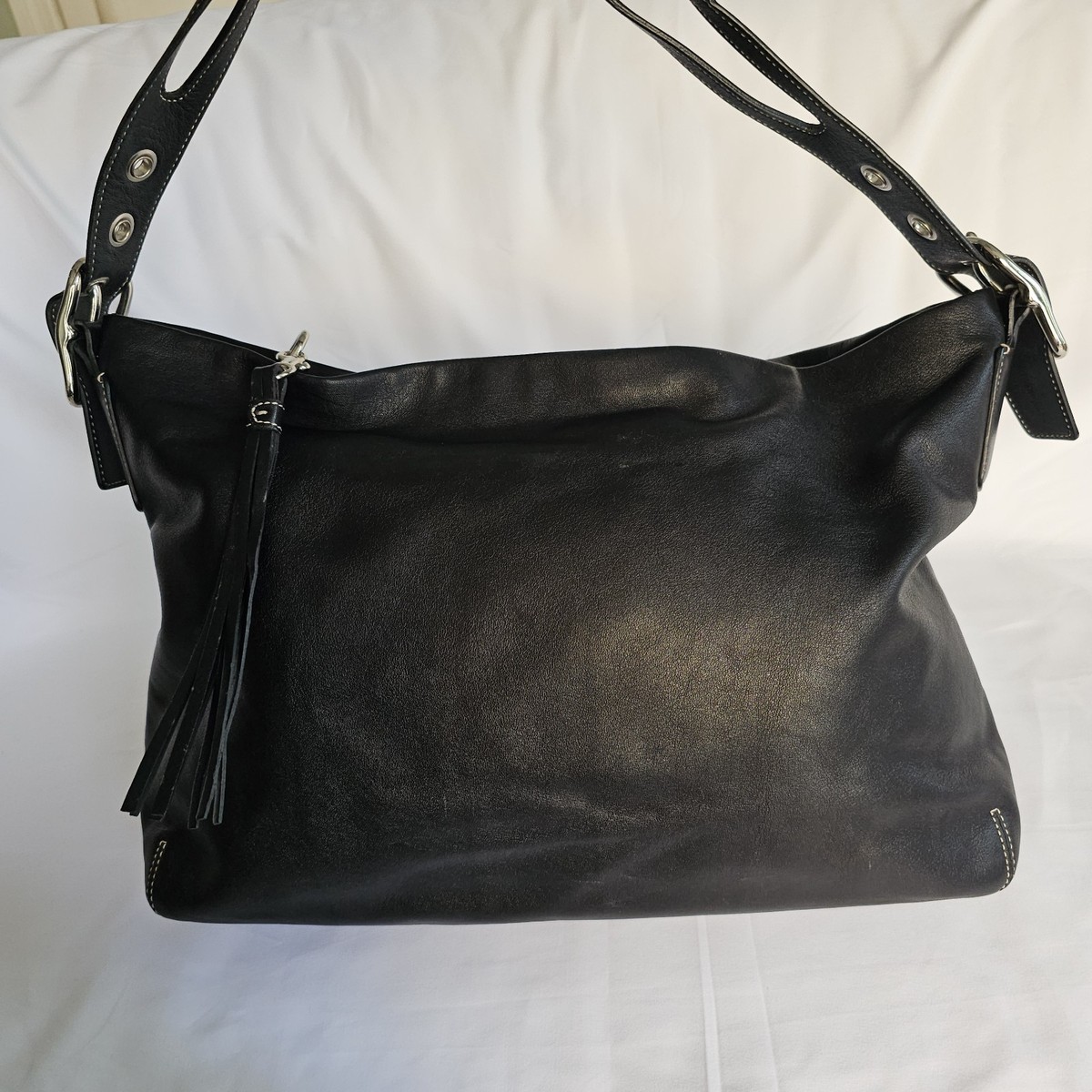 バッグ Old Coach Black Leather Shoulder Bag y2k s-l400.jpg