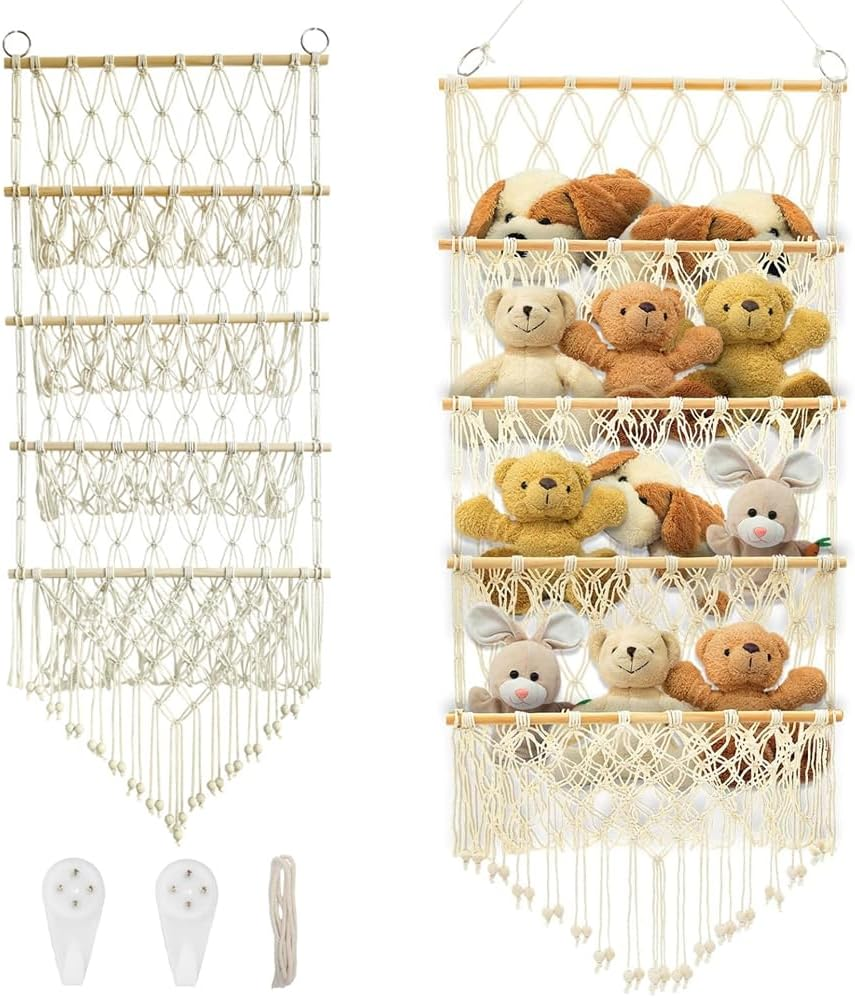 Hanging Soft Toy Storage Organizer,4-Layer Plush Toy Hammock