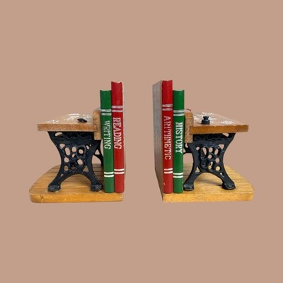 Vintage Enesco School Desk Bookends Wood & Metal  School Daze 