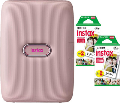 Instax Mini Link2 Smartphone Printer (Soft Pink) Bundle with Fuji Instax Mini Fi