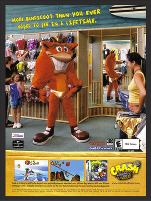 Crash Bandicoot 2 N-Tranced GBA Gameboy Advance 2003 Promo Ad Art Print Poster