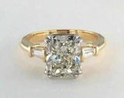 White Diamond 3.60 Ct Art Deco Antique Vintage Wedding Ring 14K Yellow Gold FN