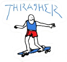 Thrasher Skateboard Sticker Mark The Gonz Gonzales Blau Rot Wei&szlig; Transp 10x9,5cm
