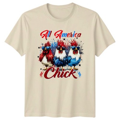 All America Chick Damen T-Shirt Huhn patriotisch 4. Juli Geschenk für Sie