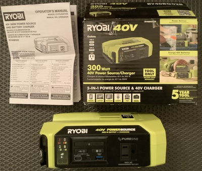 #ad RYOBI 300 Watt 40V Power Source Charger Tool Only RY40BG02B $97.50