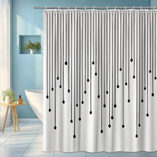 Black and White Shower Curtain with Modern Design and Dots