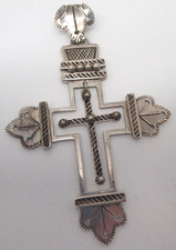 Vintage Michael Thompson Navajo Sterling Silver Cross Pendant with Ornate Frame