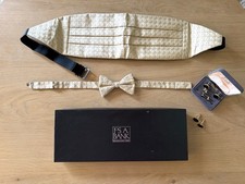 NEW Jos. A Bank Cummerbund Bow Tie Set 100 Silk Black Onyx Cufflinks Studs