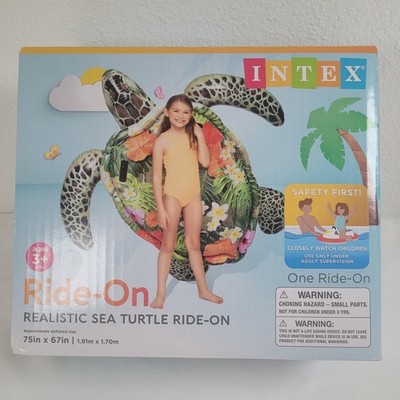INTEX Realistic Sea Turtle Ride-On Inflatable Pool Float Kids Ages 3+ 75'' x 67''