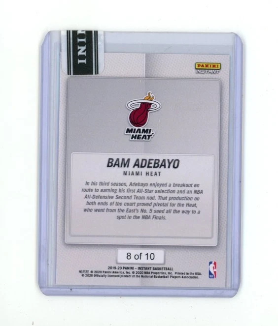 2019-20 Panini Instant Playoffs BAM ADEBAYO  Green 8/10 SSP Miami Heat Playoffs - Image 2 of 2