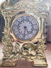 Bath & Body Works Skull Rose Gold Clock 3 Wick Candle Holder Pedestal