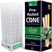 Natural Unbleached Rolling Paper Pre Rolled Cones - 1 1/4 Size, 1000 Pack