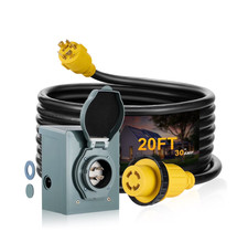 Heavy Duty 30A 20FT Generator Extension Cord with Box L14-30P to L14-30R