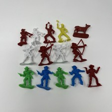 Vintage Tim Mee Toys Yellow, Red, Green,Cowboy  Indian Plastic Figures Lot 14