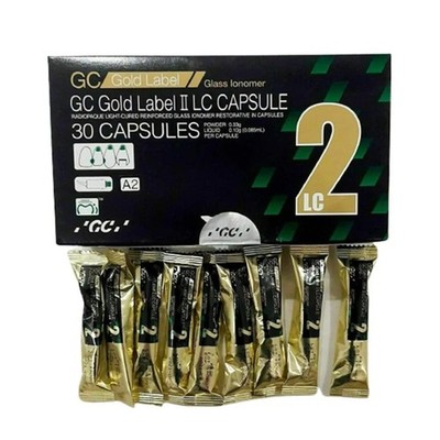 GC Gold Label II LC A2 Capsules 30/Pack Light Cure GIC - Free Shipping