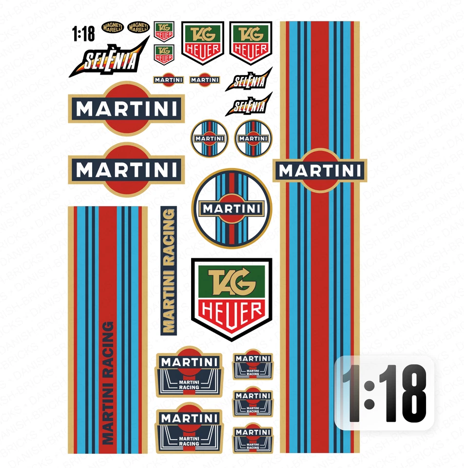 1:18 RC Car Aufkleber - Racing Martini Classic Oldtimer Hoonigan LeMans Drifter