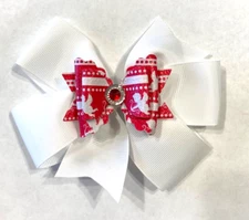 Beautiful Valentine's Day Red faux diamond inspired hair bow for girls.