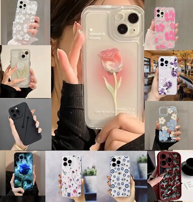 Stoßfeste TPU Blumen Hüllen für iPhone 16 15 14 13 12 11 Max Pro Plus Hülle