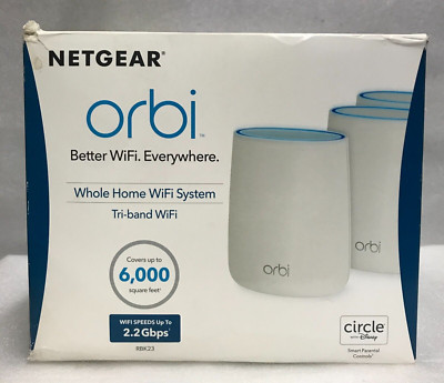 Netgear Orbi RBK23 100-NAS Whole Home 3-Band WiFi System RBS20 RBR20 2.2Gbps NEW
