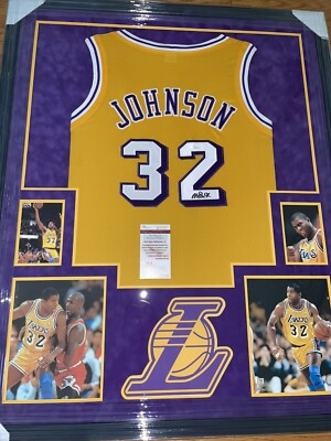 Maillot Los Angeles Lakers Magic Johnson #32 Signé - Certificat D'authenticité Beckett, Neuf Sous Film