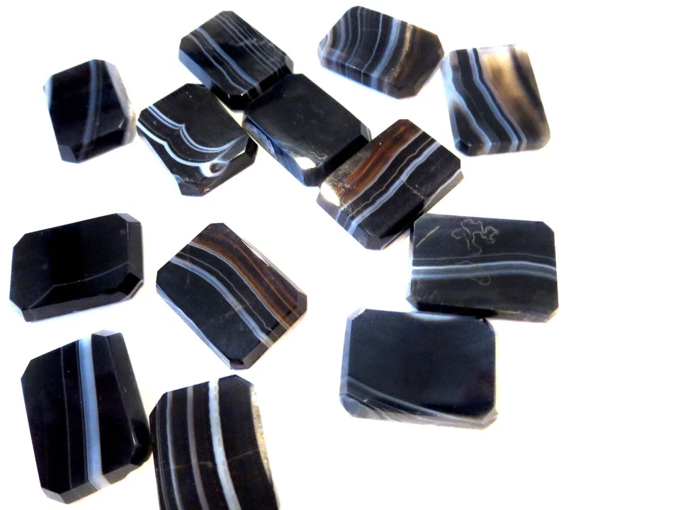 BANDED AGATE Antique Rectangles - Plaques OLD Stock UNUSED Multi-Colored - Image 4 of 4