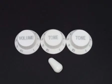 True Custom Shop® White Knobs & Switch Tip With Silver for Fender Stratocaster