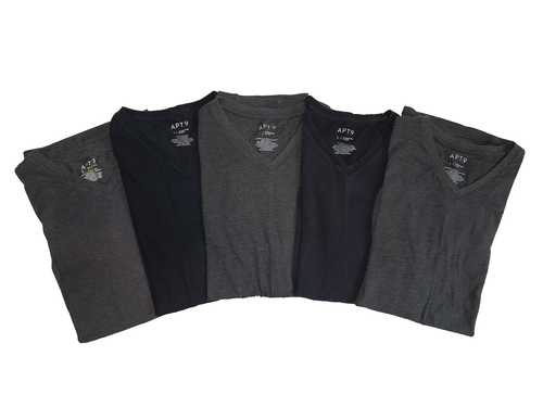 Lot of 5 Men's Black & Gray APT. 9 Premier Flex Slim Fit V-Neck T ...