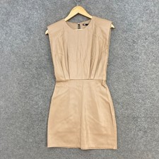 Zara Womens Dress Size XS Extra Small Beige Polyurethane Mini Sleeveless 51124