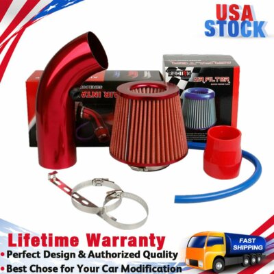Cold Air Intake CAI Assembly Filter Red Pipe Diameter 3'' + Clamp + Accessories
