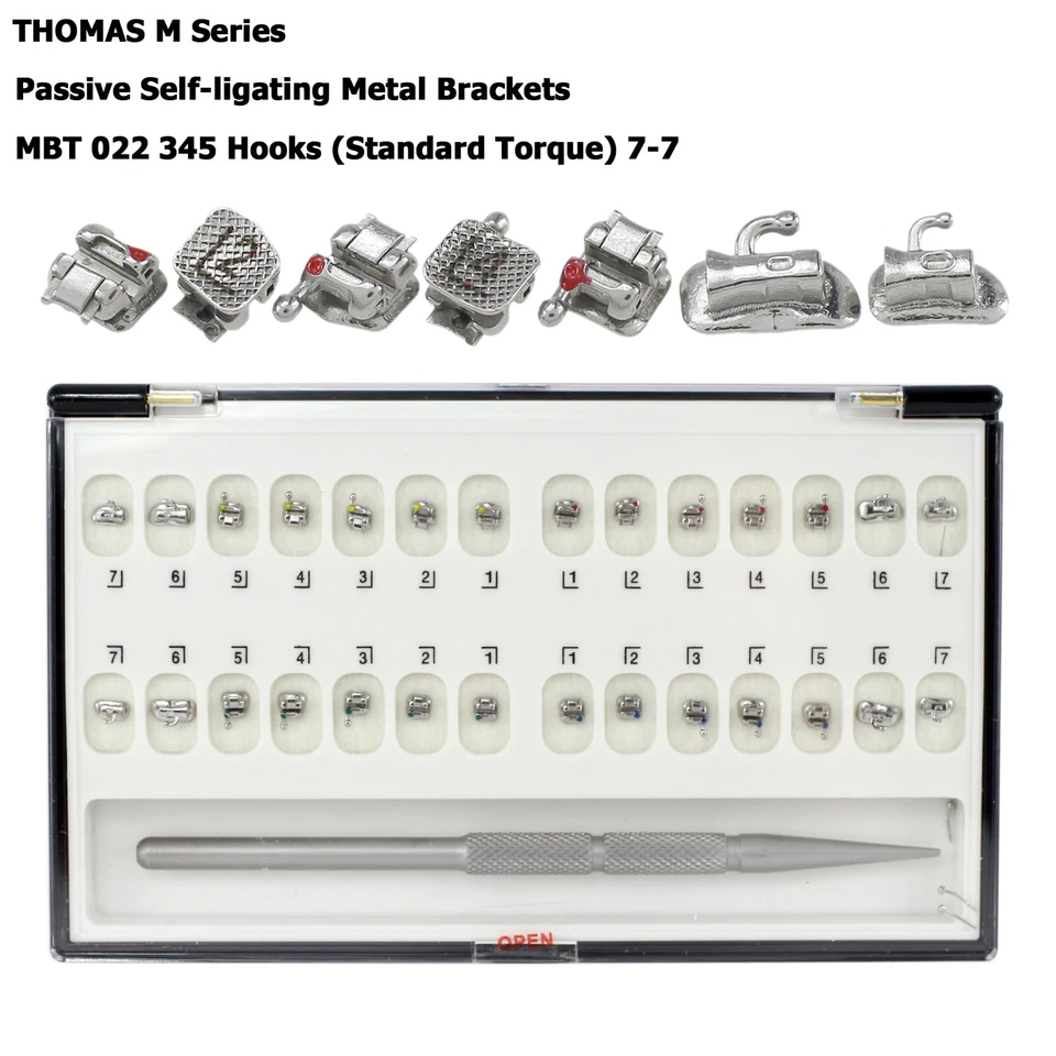 Dental Orthodontic Brackets Self Ligating Braces Metal Ceramic Roth MBT 022 345 - Image 3 of 4