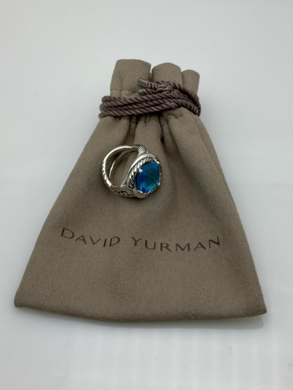 David Yurman Sterling Silver 925  Infinity Blue Topaz 11mm Ring Size 7