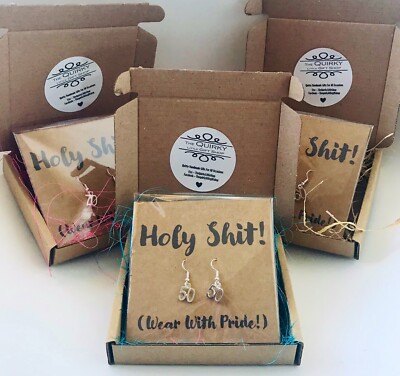 Novelty funny birthday holy sh*t earrings gift for 40th 30th 21st 60th