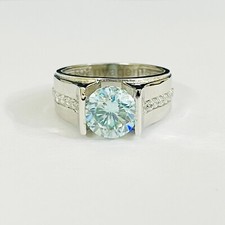 4 Ct. Round Blue Diamond Men's Ring in 925 Sterling Silver With Certified