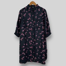 Simply Be Women's Black Pink Paisley Floral Shirt Dress Tunic UK 10 Brand NEW