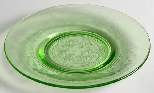 Set of 5 Green Depression Glass Bread & Butter Plates