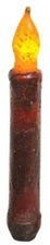 NEW PRIMITIVE BURNT BURGUNDY TIMER TAPER CANDLE Grungy 6.5" Rustic Farmhouse