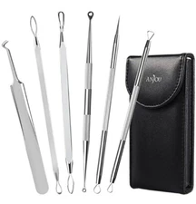 ANJOU 11-Heads Professional Stainless BLACKHEAD ACNE REMOVER SET Skin Care Kit
