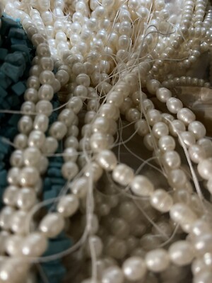 10x8mm Natural White Freshwater Pearl Rice Beads Strand Loose Beads 15  