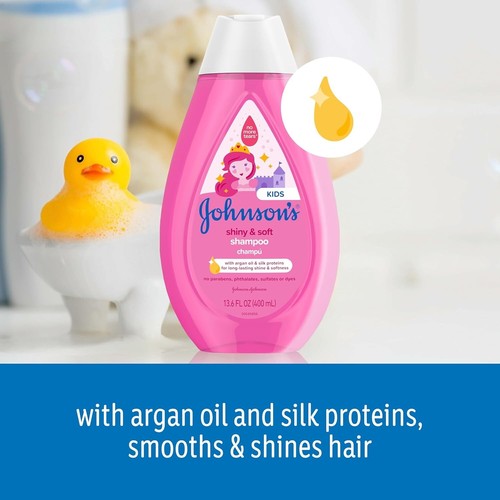 Johnson's Kids Shiny & Soft Tear-Free Shampoo, Argan Oil & Silk, 13.6oz - Picture 3 of 9