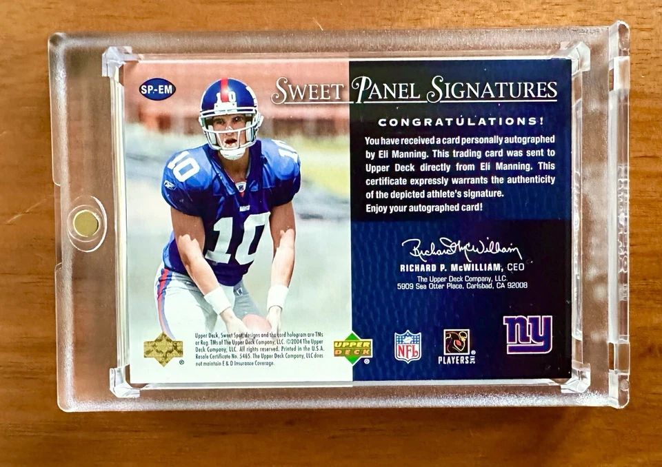 Upper Deck Eli Manning 2004 novato panel dorado automático firma New York Giants/25 Foto 2 de 2
