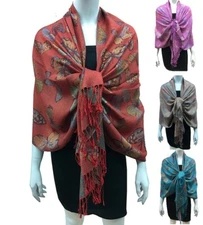 Metallic Shiny Butterfly Wings Insect Pashmina Wide Scarf Wrap Shoulder Shawl