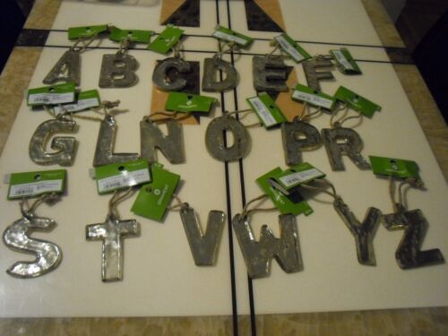 Christmas Glass Ornaments Holiday Silver  Letter ABCDEFGHIJKLMNOPQRSTUVWXYZ - Picture 1 of 15